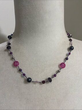 Purple and Pink Bead Necklace Bohemian Artesian Beach Summer Pool Vibes
